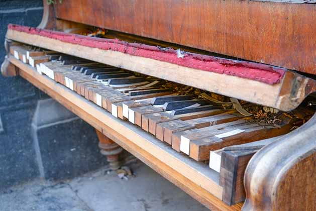 old piano with ebony keys