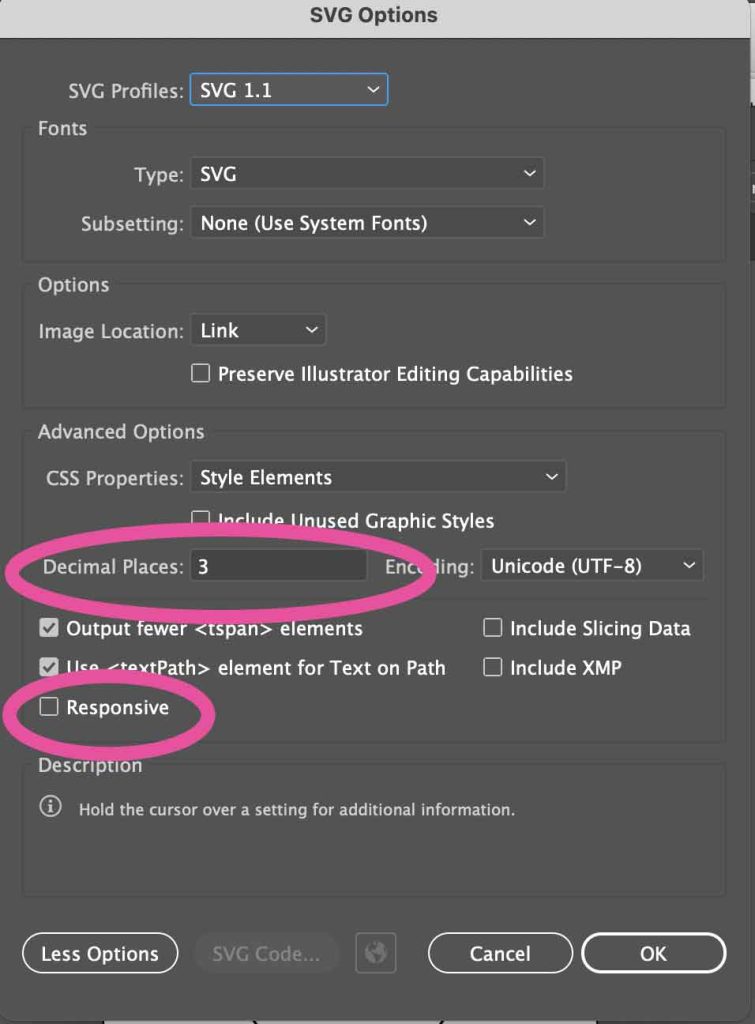 Adobe Illustrator Svg Settings